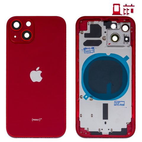 Корпус для iPhone 13, червоний, з тримачем SIM карти, з боковими кнопками, red