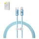 USB кабель Baseus Crystal Shine Series, USB тип-C, Lightning, 120 см, 20 Вт, блакитний, #CAJY001303