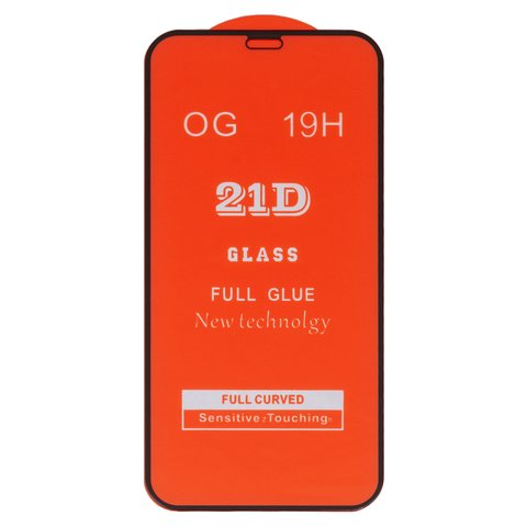 Защитное стекло для Apple iPhone 12 mini, совместимо с чехлом, Full Glue, без упаковки , черный, cлой клея нанесен по всей поверхности