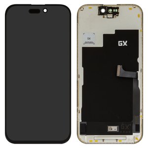 Дисплей для iPhone 15 Pro, черный, с рамкой, без микросхемы, OLED , GX OEM hard