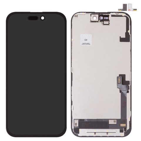Дисплей для iPhone 16, черный, с рамкой, High Copy, без микросхемы, AMOLED , GX OEM soft