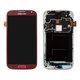 LCD compatible with Samsung I9500 Galaxy S4, (red, with frame, original (change glass) )