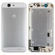 Housing Back Cover compatible with Huawei Ascend G7, (silver, without SIM card tray, with side button)