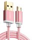 USB Cable UGREEN, (USB type-A, micro USB type-B, 100 cm, 2 A, pink) #6957303836659