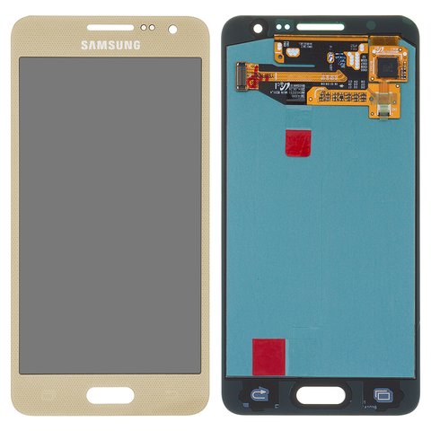 LCD compatible with Samsung A300 Galaxy A3, golden, without frame, original change glass 
