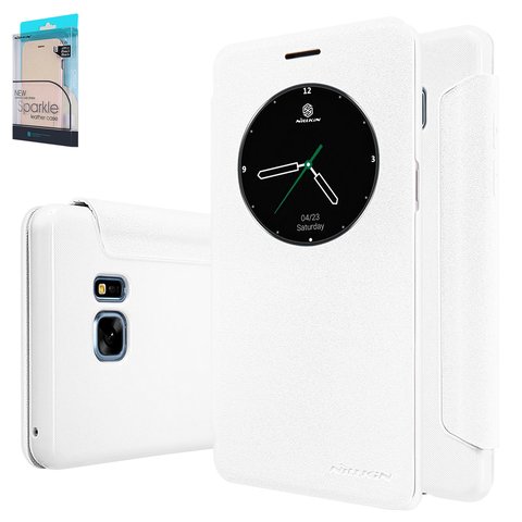 Чехол Nillkin Sparkle laser case для Samsung N930F Galaxy Note 7, белый, книжка, пластик, PU кожа, #6902048126206