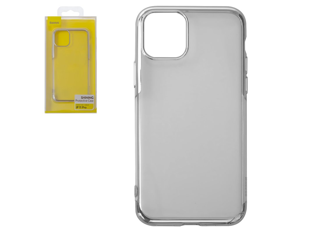 Чехол Baseus для iPhone 11 Pro, серебристый, прозрачный, силикон,  #ARAPIPH58S-MD0S - All Spares