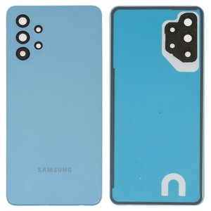 Panel trasero de carcasa puede usarse con Samsung A325 Galaxy A32, azul, con vidrio de cámara