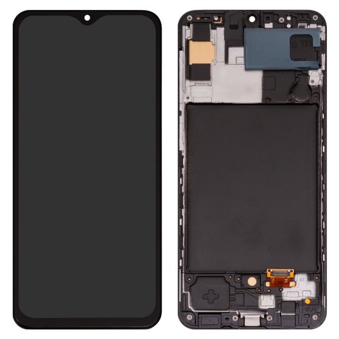 LCD compatible with Samsung A307 Galaxy A30s, black, with frame, Copy, TFT  