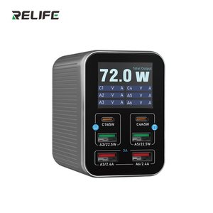 Mains Charger RELIFE Q4, 72 W, Quick Charge, Power Delivery PD , 6 outputs 