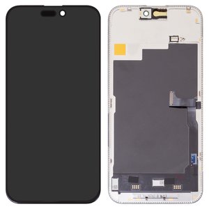 LCD JCID compatible with iPhone 15 Pro Max, black, with frame, HC, without error, OLED  soft, Diagnosable, 120Hz 