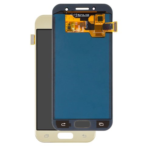 LCD compatible with Samsung A320 Galaxy A3 2017 , golden, without adjustment of light, without frame, Copy, TFT  