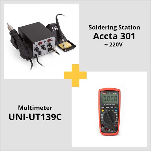 Combo: Accta 301 Hot Air Rework Station + UNI-T UT139C Digital Multimeter