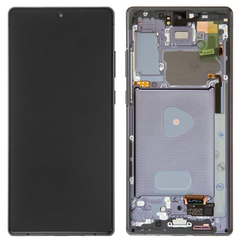 LCD compatible with Samsung N980F Galaxy Note 20, N981 Galaxy Note 20 5G, gray, with frame, Original, service pack, mystic gray  #GH82 23495A GH82 23733A