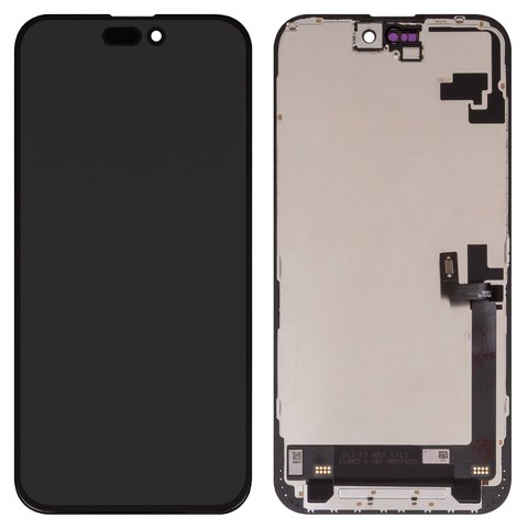 LCD compatible with iPhone 16 Plus, black, with frame, AAA, TFT , ZY, LTPS FHD 