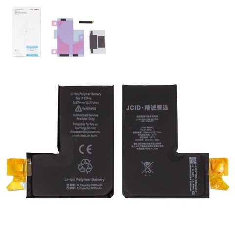 Battery JCID compatible with Apple iPhone 13 Pro, Li Polymer, 3.87 V, 3330 mAh, without a controller, High Capacity, cell 