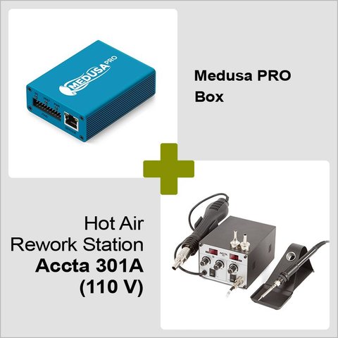Medusa PRO Box + Estación de soldadura de aire caliente Accta 301A 110 V 