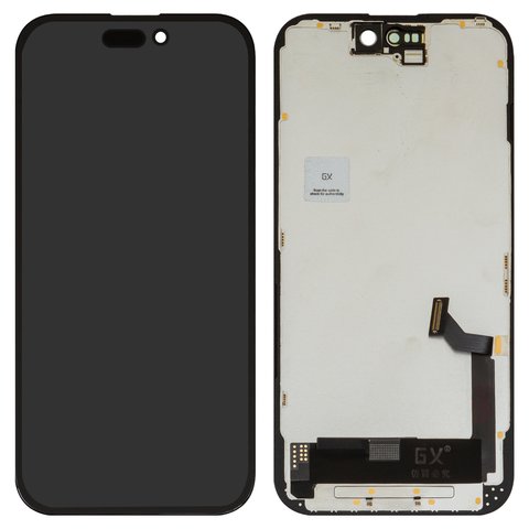 Pantalla LCD puede usarse con iPhone 15, negro, con marco, HC, OLED , GX OEM hard