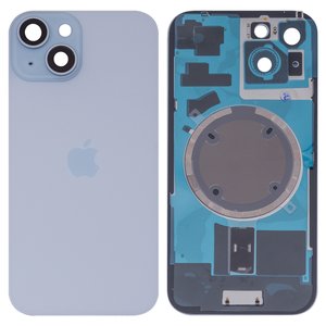 Panel trasero de carcasa puede usarse con iPhone 15, azul claro, con vidrio de cámara, HC