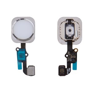 Шлейф для iPhone 6S, iPhone 6S Plus, кнопки Home, білий, з пластиком