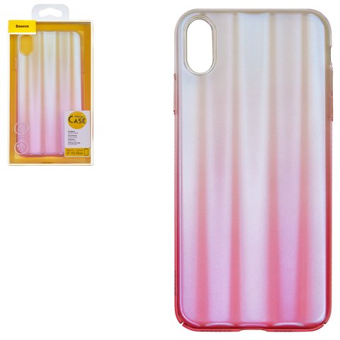 Чехол Baseus для iPhone XS Max, розовый, с переливом, матовый, пластик, #WIAPIPH65 JG04
