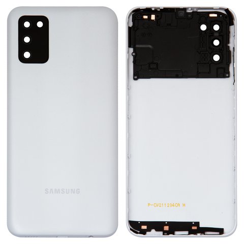 Задняя панель корпуса для Samsung A037F Galaxy A03s, белая, со стеклом камеры