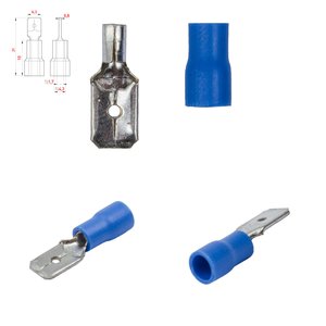 Конектор плоский MDD1.25 250, "тато", 6,3 мм, 0,5 1,5 мм², з частковою ізоляцією, синій, 10 шт.