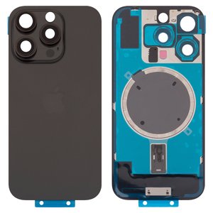 Задняя панель корпуса для iPhone 16 Pro, черная, со стеклом камеры, Original PRC , black titanium