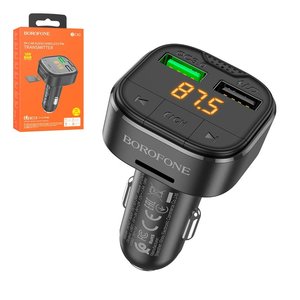 FM трансмиттер Borofone BC43, черный, с дисплеем, USB тип A, 2 порта, 18 Вт, Quick Charge, 12 24 B, #6974443387223