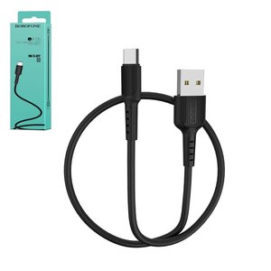 USB кабель Borofone BX16, USB тип C, USB тип A, 100 см, 2 A, чорний, #6957531099475