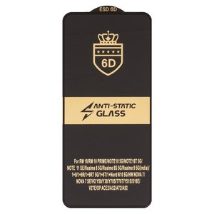 Защитное стекло ESD 6D для Vivo Y30; Oppo A52; Xiaomi Redmi 10 2021 , Redmi Note 10 5G, совместимо с чехлом, Full Glue, Anti Static, без упаковки , черный